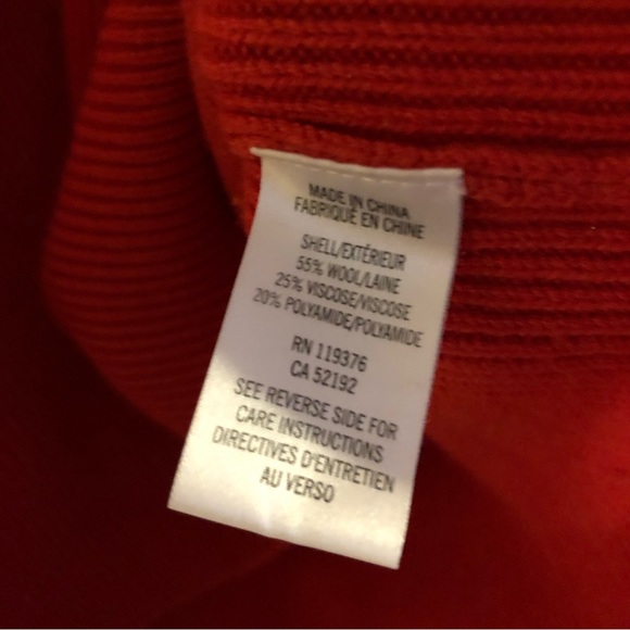 Helmut Lang Red Sweater Long Sleeve P Ribbed Wool Mixed Petite - Picture 5 of 6